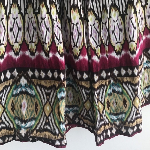 Boho Ikat bordered Print fully lined elasticized waist cotton maxi skirt size 2X - Picture 5 of 7